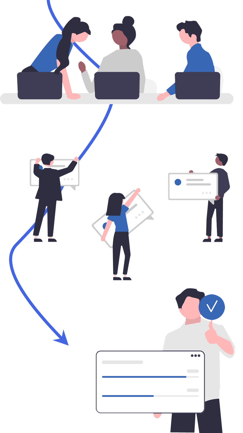 infographic of teams working progess